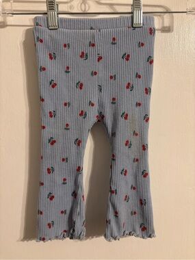 Old Navy Light Blue Ribbed Cherry Print Kids Pants